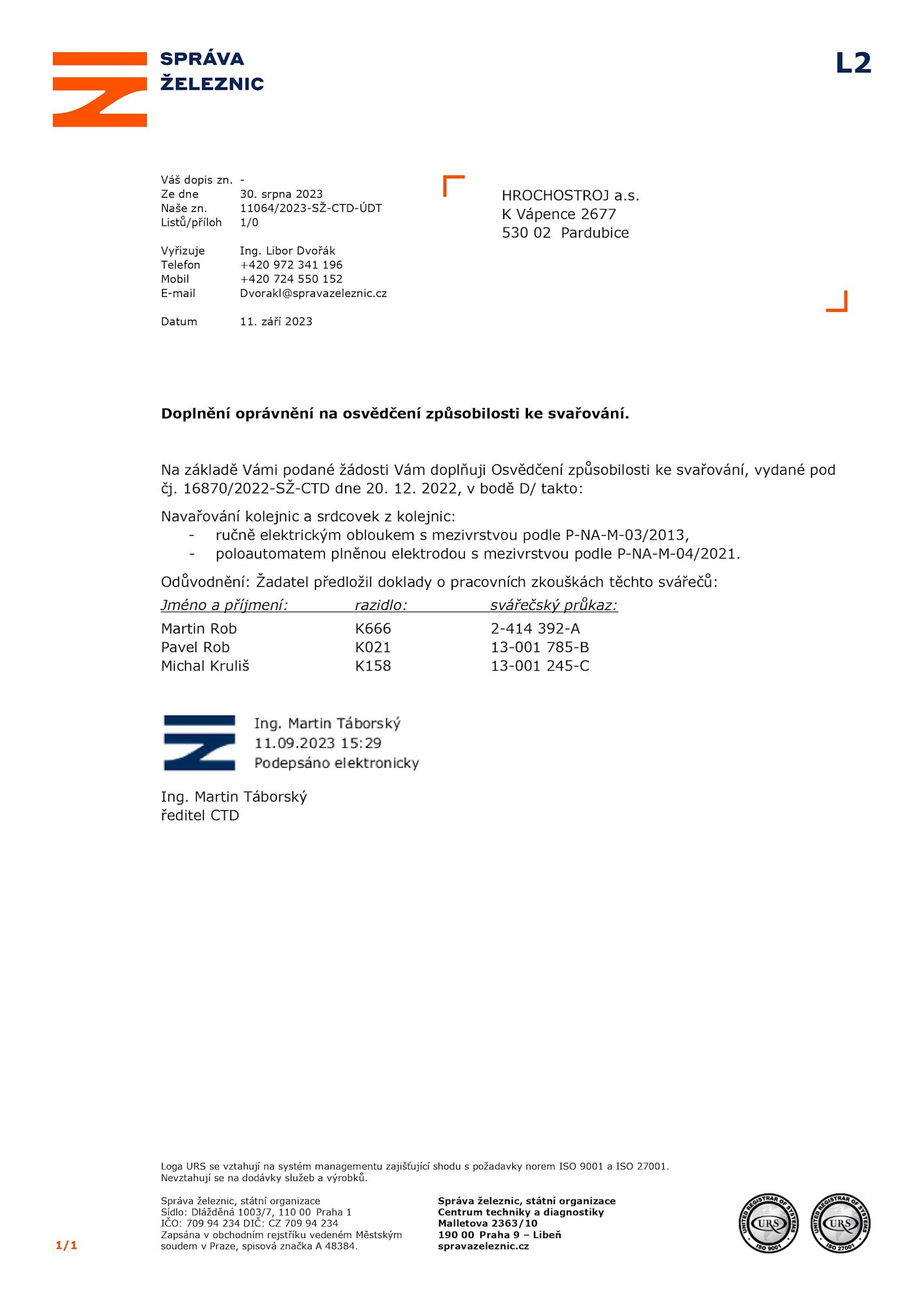 07 Robm Robp Kruliš Hluboké Návary 11064 2023 SZ CTD UDT Doplneni Opravneni Na Osvedceni Zpusobilosti Ke Svarovani 4
