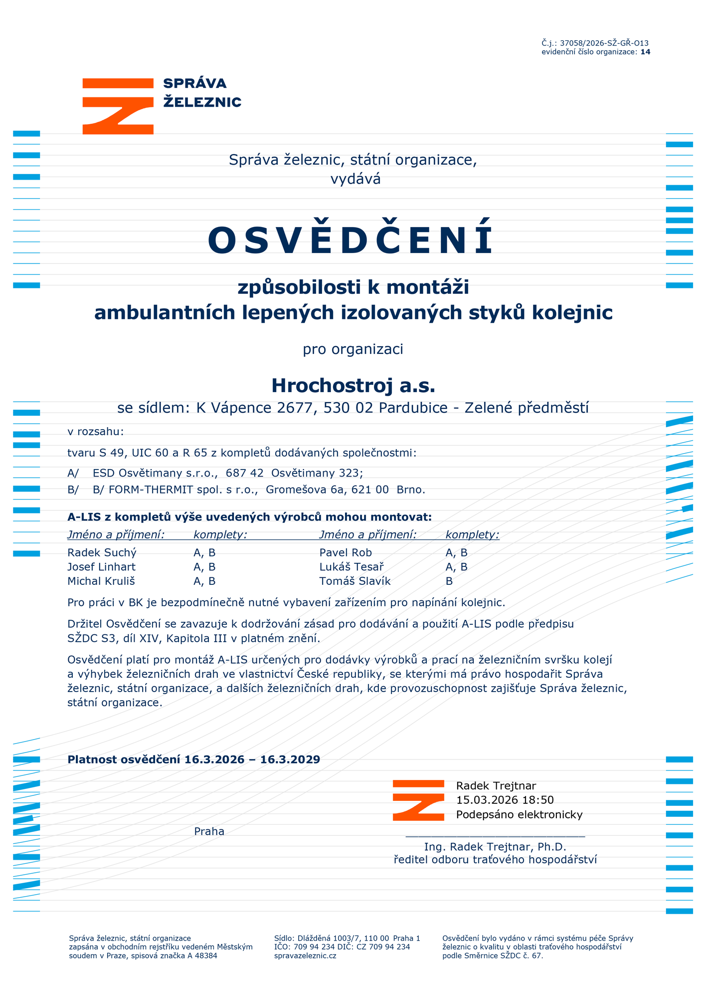 Hrochostroj Od 16 03 2026 Do 16 03 2029